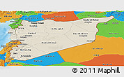 Shaded Relief Panoramic Map of Syria, political outside, shaded relief sea