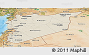 Shaded Relief Panoramic Map of Syria, satellite outside, shaded relief sea