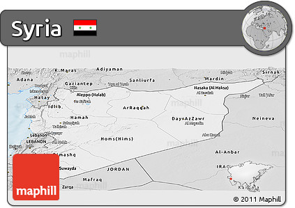 Silver Style Panoramic Map of Syria