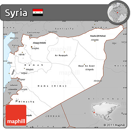 Gray Simple Map of Syria