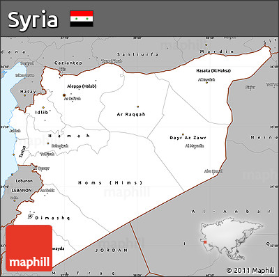 Gray Simple Map of Syria