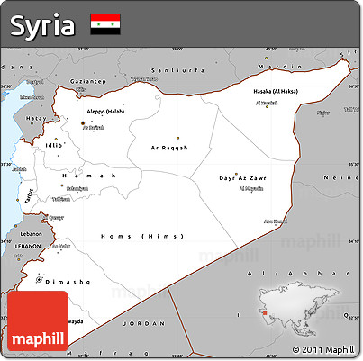 Gray Simple Map of Syria