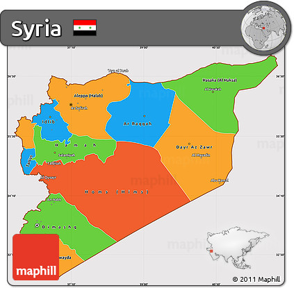 Political Simple Map of Syria, cropped outside