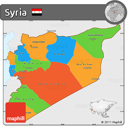 Political Simple Map of Syria, single color outside