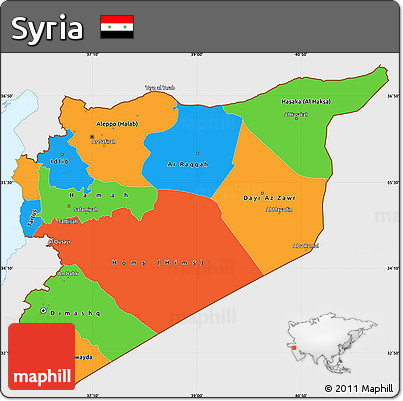 Political Simple Map of Syria, single color outside