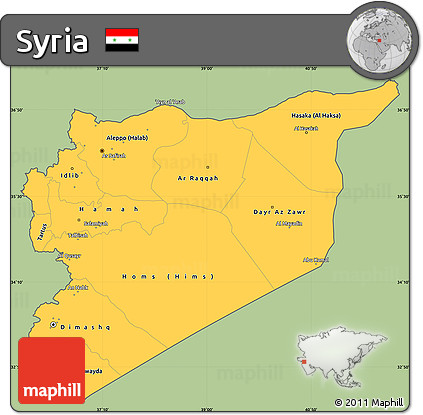 Savanna Style Simple Map of Syria, cropped outside