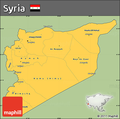 Savanna Style Simple Map of Syria, cropped outside