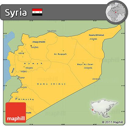 Savanna Style Simple Map of Syria, single color outside