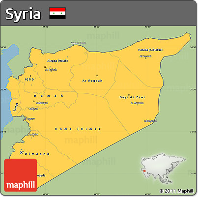Savanna Style Simple Map of Syria, single color outside