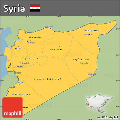 Savanna Style Simple Map of Syria, single color outside
