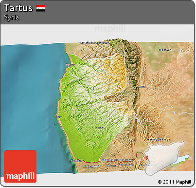 Physical 3D Map of Tartus, satellite outside