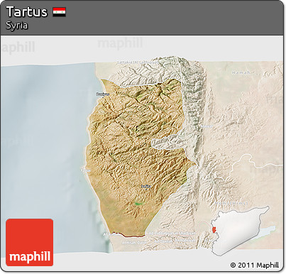 Satellite 3D Map of Tartus, lighten
