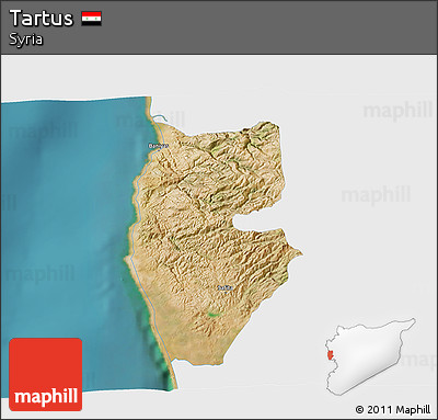 Satellite 3D Map of Tartus, single color outside