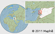 Savanna Style Location Map of Tartus, highlighted country, hill shading