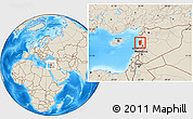 Shaded Relief Location Map of Tartus