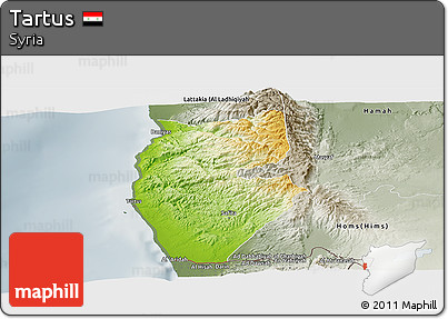 Physical Panoramic Map of Tartus, semi-desaturated