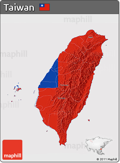Flag 3D Map of Taiwan