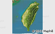 Satellite 3D Map of Taiwan, darken, land only