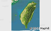 Satellite 3D Map of Taiwan, lighten, land only