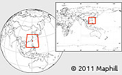 Blank Location Map of Taiwan, within the entire continent