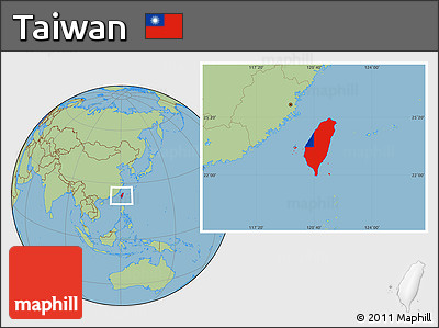 Flag Location Map of Taiwan, savanna style outside
