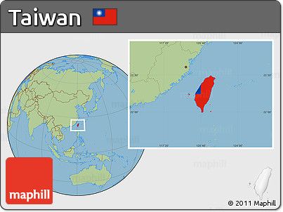 Flag Location Map of Taiwan, savanna style outside