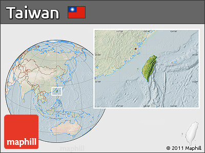 Satellite Location Map of Taiwan, lighten