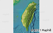 Satellite Map of Taiwan, political shades outside, satellite sea