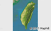 Satellite Map of Taiwan, semi-desaturated, land only