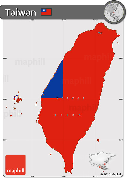 Free Flag Simple Map Of Taiwan<script async src=