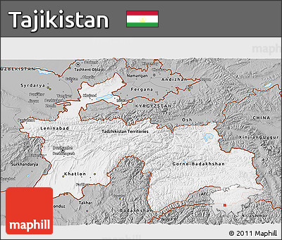 Gray 3D Map of Tajikistan