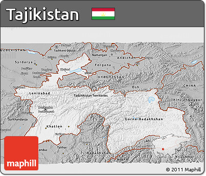 Gray 3D Map of Tajikistan