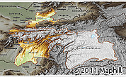 Physical 3D Map of Tajikistan, darken, semi-desaturated