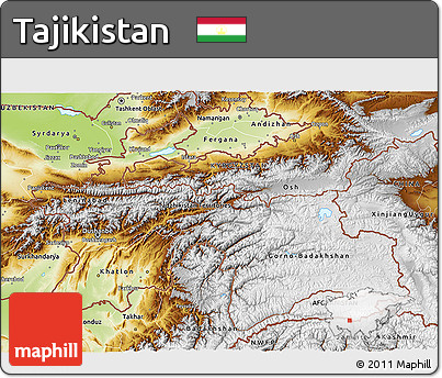 Physical 3D Map of Tajikistan