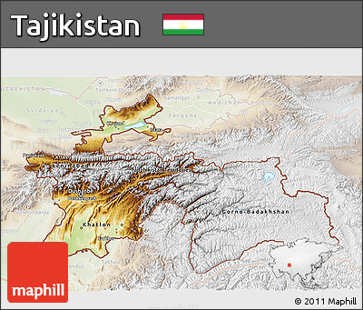 Physical 3D Map of Tajikistan, lighten
