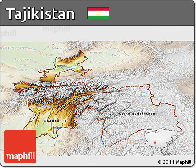 Physical 3D Map of Tajikistan, lighten