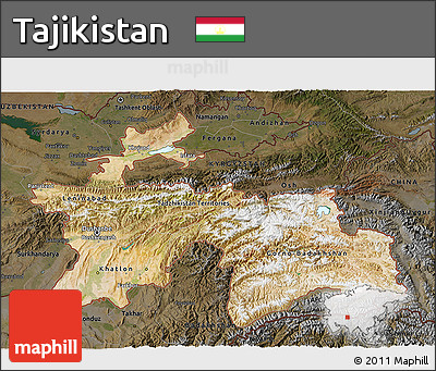 Satellite 3D Map of Tajikistan, darken