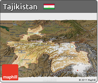 Satellite 3D Map of Tajikistan, darken