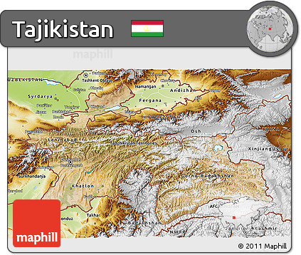Satellite 3D Map of Tajikistan, physical outside