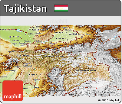 Satellite 3D Map of Tajikistan, physical outside