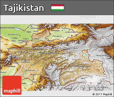 Satellite 3D Map of Tajikistan, physical outside
