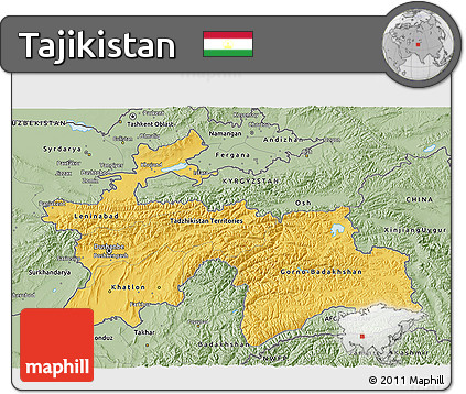 Savanna Style 3D Map of Tajikistan