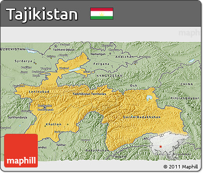 Savanna Style 3D Map of Tajikistan