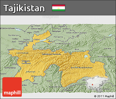 Savanna Style 3D Map of Tajikistan