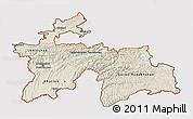 Shaded Relief 3D Map of Tajikistan, cropped outside