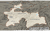 Shaded Relief 3D Map of Tajikistan, darken