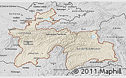 Shaded Relief 3D Map of Tajikistan, desaturated