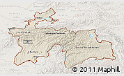 Shaded Relief 3D Map of Tajikistan, lighten