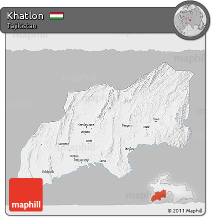 Gray 3D Map of Khatlon, single color outside