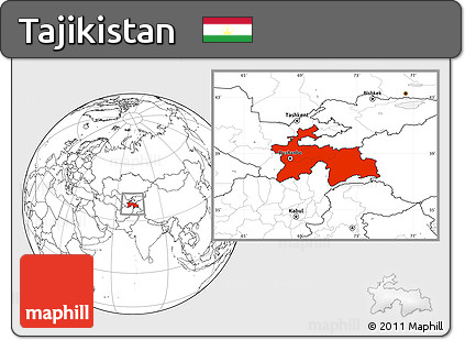 Blank Location Map of Tajikistan
